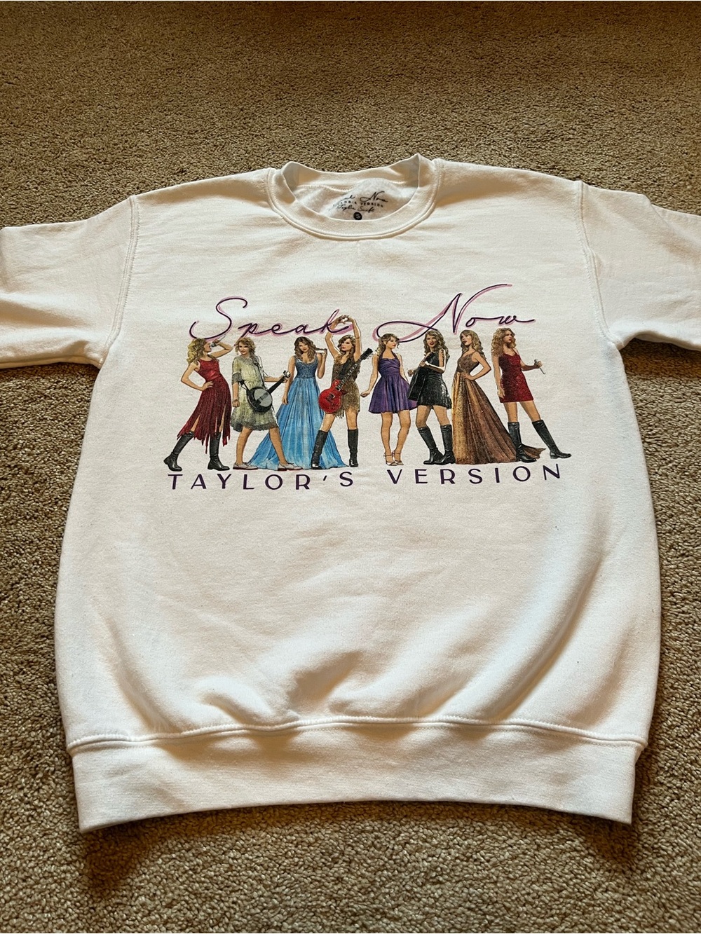 Taylor White Crewneck Sweatshirt with Colorful Graphic